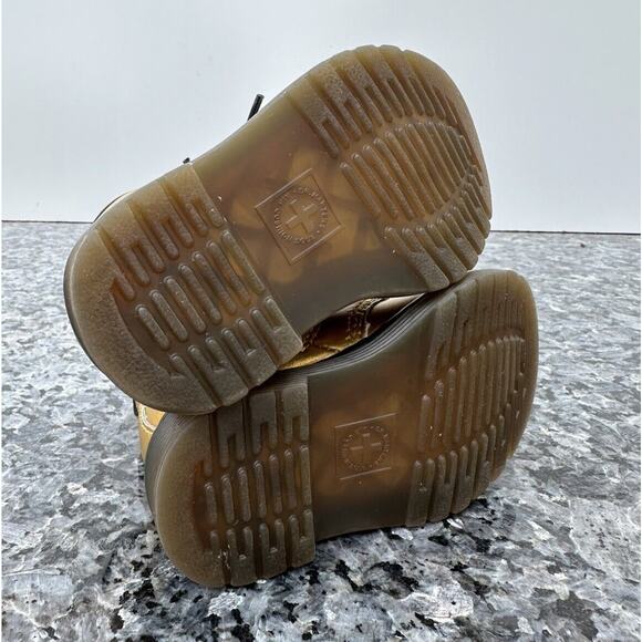 Dr Martens Toddler Girls Size 4 Brooklee B Gold Patent Lace Up Side Zip Boots - Picture 8 of 10